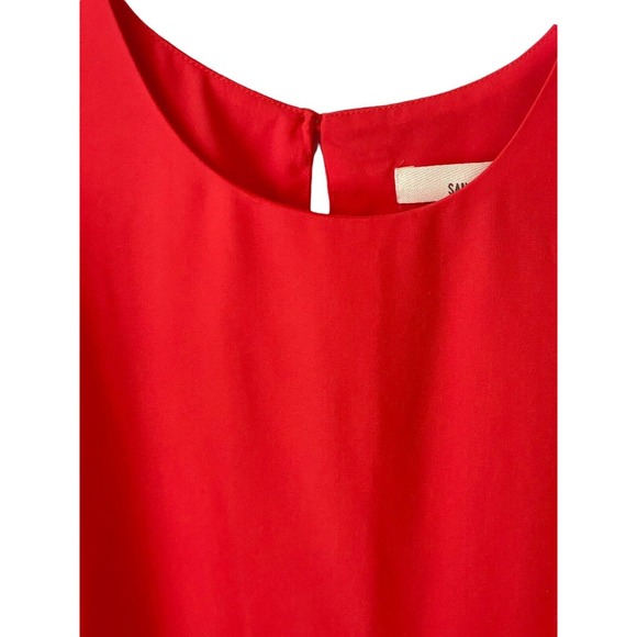 Sans Souci Dress Bright Coral Sleeveless A-Line Chiffon Flowy Size Medium - Picture 3 of 5